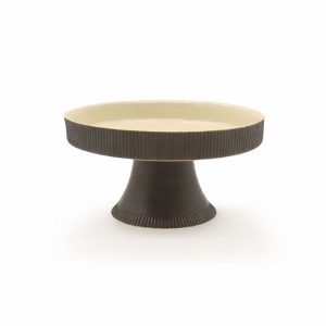 Fluted Ayaklı Sunum Tabağı- Antrasit