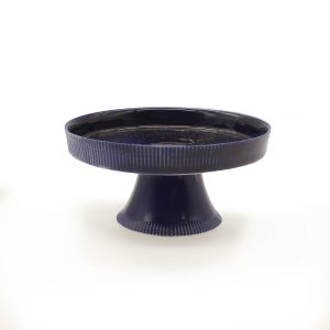 Fluted Ayaklı Sunum Tabağı – Lacivert