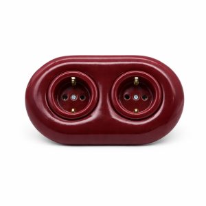 İkili Porselen Priz- Vişne